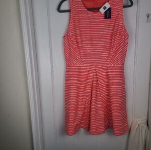 Gap Womens Sleeveless Linen Blend Fit & flare Pink Stripe Sun Dress Size 8